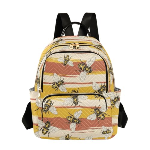 Sac à dos femme matelassé Jaune Beige pour ordinateur portable et rangement multi-poches