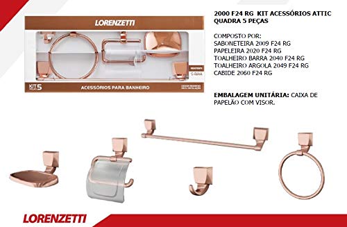 KIT 5 PEÇAS ROSE GOLD 2000 F24 RG: ACESSÓRIOS PARA BANHEIRO, LORENZETTI
