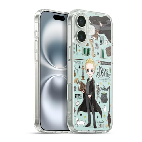 Head Case Designs Officially Licensed Harry Potter Draco Pattern Deathly Hallows XXXVII Gel Case [Military Grade Protection] Compatible with Apple iPhone 16 Plus and Compatible with MagSafe