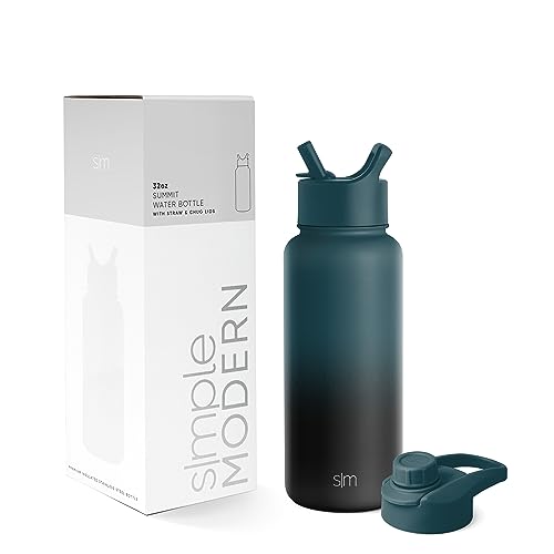Image of Simple Modern Water Bottle with Straw and Chug Lid Vacuum Insulated Stainless Steel Metal Thermos Bottles | Reusable Leak Proof BPA-Free Flask for Gym, Sports| Summit Collection | 32oz, Moonlight