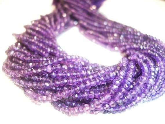 Améthyste perles rondes facettées 2.5mm fil pierre naturelle violette pour fabrication de bijoux