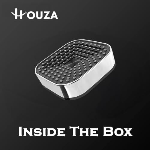 Image of HOUZA Square Shower Head for Bathroom | 4 Inch Single Flow Overhead Shower without Arm | Adjustable Bathroom Shower with Even Water Flow & Rust Resistant | Anti-Clog Silicone Nozzles for Wall Mounting