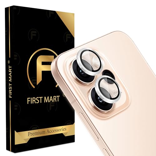 Image of FIRST MART Silver Camera Ring Guard Protector for Oppo Reno 15 Pro | Tempered Glass with Metal Alloy Rings, HD Clear, Scratch Resistant, Case-Friendly | Pack of 1