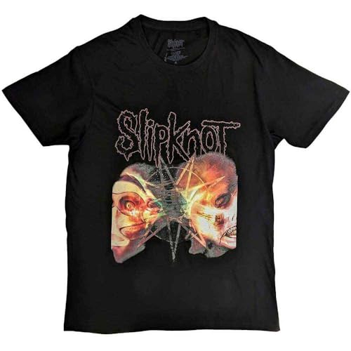 Slipknot T Shirt 2 Faces Band Logo Nouveau Officiel Unisex Noir Size L