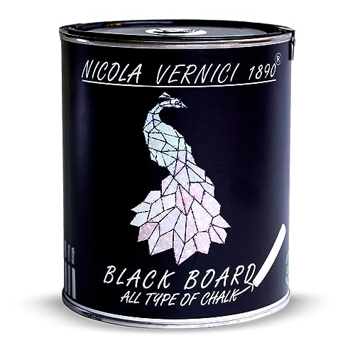 Vernice Decorativa ad Effetto Lavagna, di colore Nero, a Base di Acqua, Made in Italy, Adatta ad Ogni Superficie - Formato 1 lt
