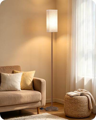 Image of 64.6 inch Floor Lamp, Pole with Foot Switch, Modern Standing Lamp Lampshade, Minimalist Freestanding Lamp (Bulb Not Included), for Living Room, Bedroom Office ETL Listed,Brown and Beige VE07LD05