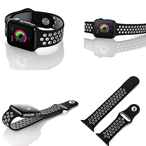 Image of TechMount Silicone Luxury Dotted Sports Watch Band Strap Compatible with Apple Watch Straps 42mm 44mm 45mm 46mm 49mm iWatch Ultra & SE & Series 8 /7 /6 /5 /4 /3 /2 /1 Breathable Replacement Strap