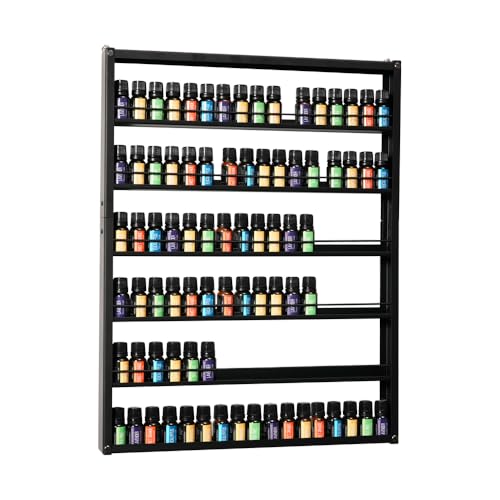 J JACKCUBE DESIGN Essential Oil Organizer Wall Mount Storage Holder Shelf for Essential Oils 6 Tier Up to 96 Bottles - MK930A