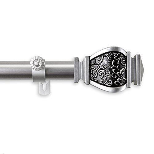 A&F Rod Décor - Tessa Curtain Rod 1 inch Diameter, 48-84 inch - Satin Nickel