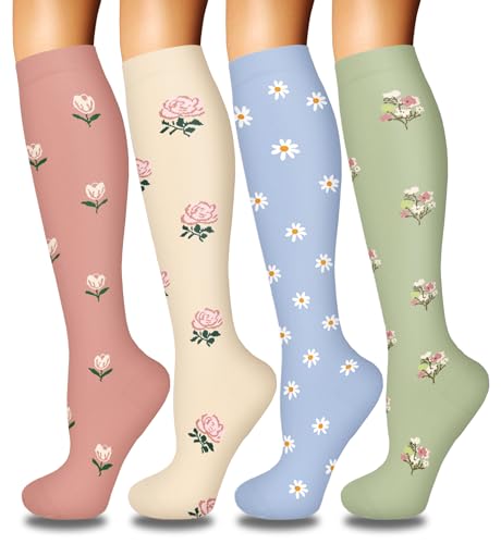 Image of 4 Pairs Compression Socks for Women Circulation-Best Support for Nurses,Running,Athletic,Travel