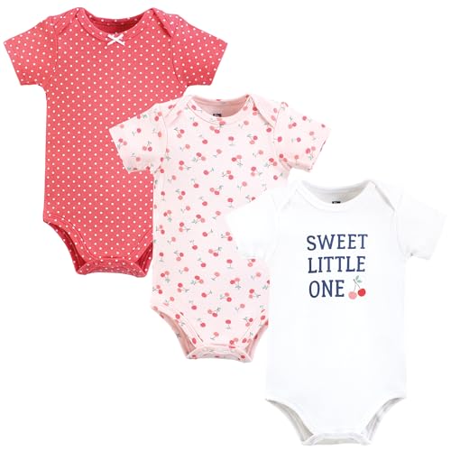 Image of Hudson Baby Unisex Baby Cotton Bodysuits, Sweet Cherry, 12-18 Months