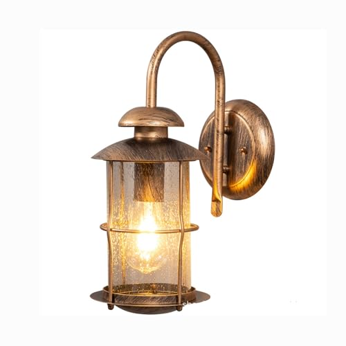 XMKJC Exterior Wall Light Lantern Fixture, Outdoor Porch Lamp, Wrought