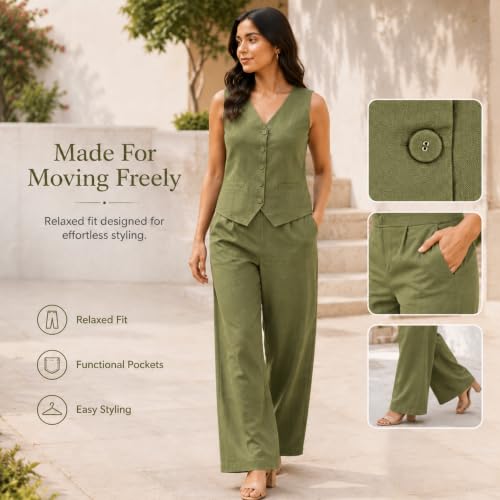 Image of Women Cotton Blend Western Co-Ord Set | Stylish Top & Pant Set for Women | Dress For Womens | Casual High Waist Solid Pant Outfit