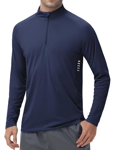 Men's 1/4 Zip Long Sleeve Sun Shirts UPF 50+ Rash Guard Shirt Quick Dry Fishing Running Outdoor Shirts2