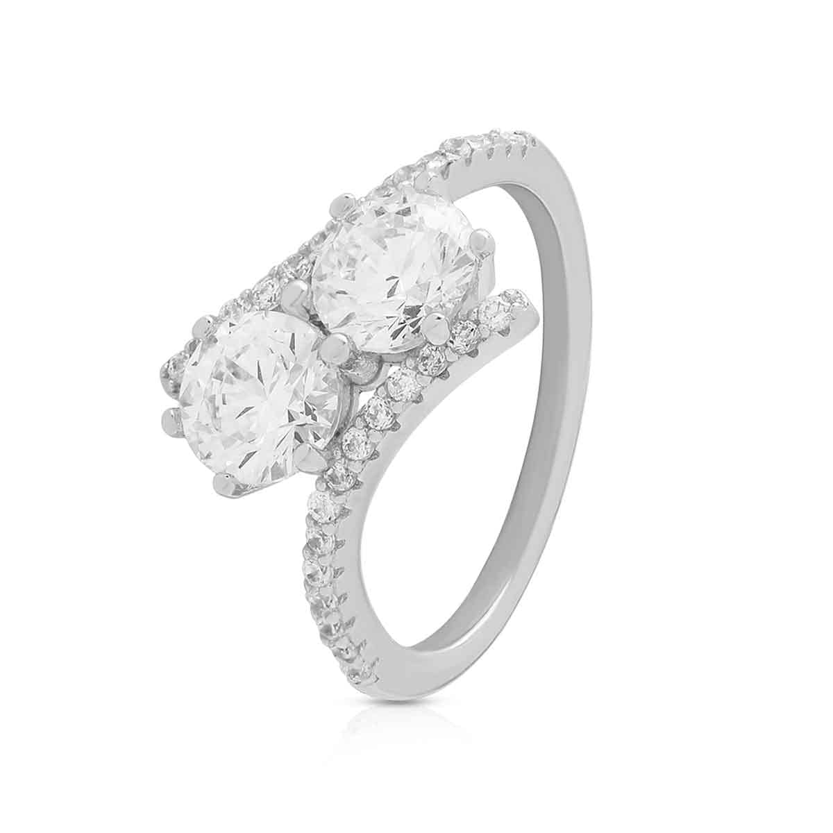 925 Sterling Silver White American Diamond Twin solitaire ring Personalized Gifts For Women Or Girls | With Certificate Of Authenticity And 925 Hallmark by ANAYRA-image-31