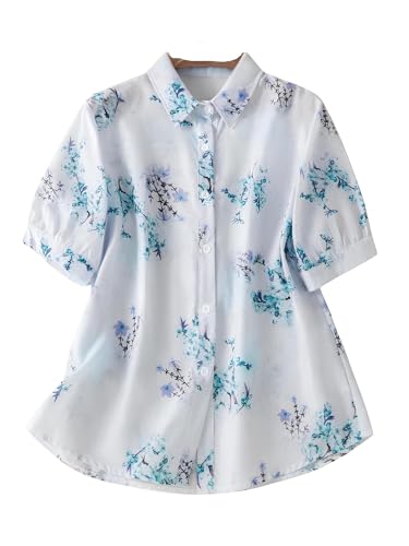 Image of Gufrina Women's Pink Floral Printed Button Down Western Shirt with Collared Neck and Half Sleeves in Relaxed Fit Style