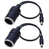 2Pack Female Cigarette Socket to DC 5.5mm x 2.1mm for Car Charger UPS Battery Backup and Portable Generator 1Ft/30cm