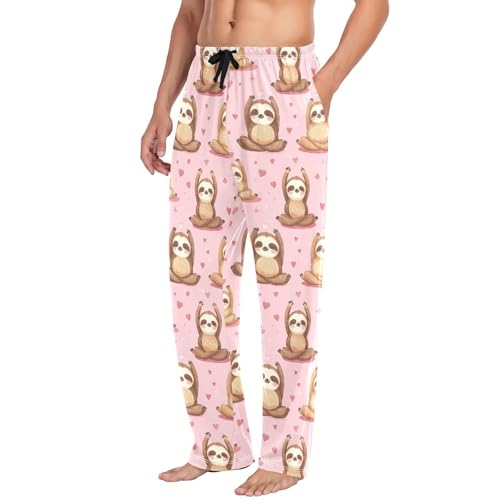 Vdsrup Cute Sloths Pajama Pants Mens Lounge Pants Super Soft Doing Yoga Men Pajama Bottoms with Pockets Drawstring S4