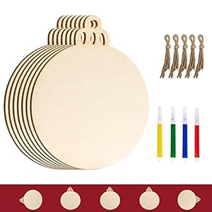 Miaikoe 50 Stück Holz DIY Weihnachtsschmuck Craft