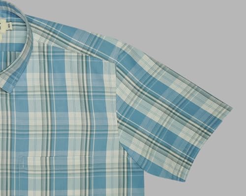 Image of GHPC 100% Cotton Checkered Half Sleeves Regular Fit Formal Shirt for Men
