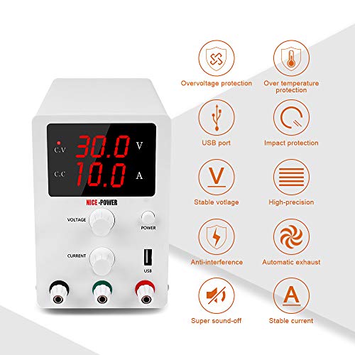 Image of DHRUV-PRO Nice-Power Rsps3010 3 Corded Electric Digital Laboratory Test Phone Repair Usb 5V 2A, 30V 10A Adjustable Switching Power Supply, White