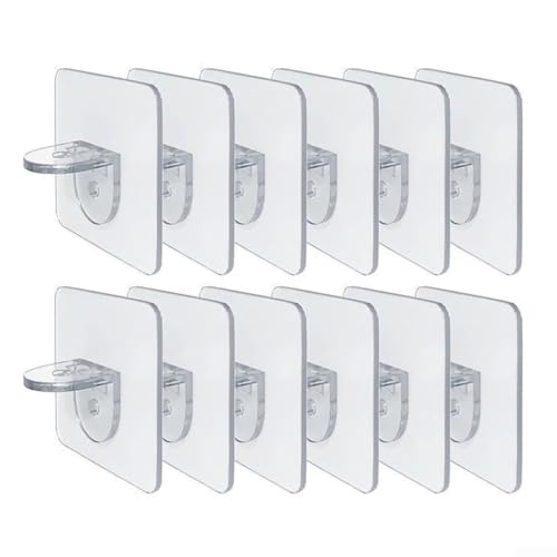 Shelf Support Pegs 6/12 Pcs,Clear -Adhesive Wall Shelf Brackets For Cabinet, No Tools Needed, Punch-Free Hooks With Strong Stickiness, Holds Up To 20Kg(12pcs)