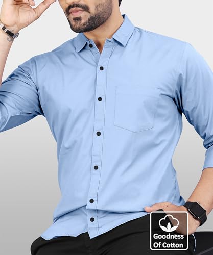 Image of Men's Cotton Full Sleeve Shirt | Regular Fit Casual & Formal Wear with Patch Pocket