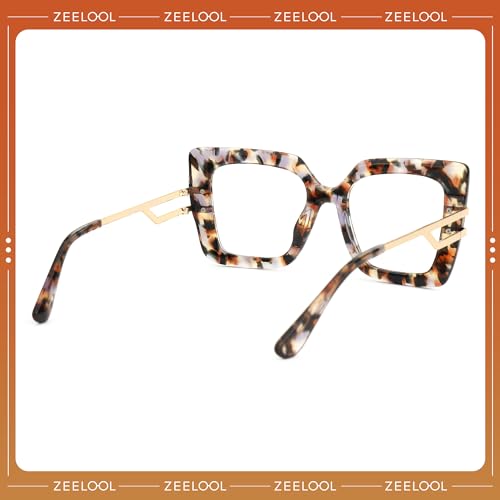 Image of Zeelool Oversized Square Eyeglasses for Women with Non-prescription Clear Lens ZJGX444789-04 Flower
