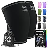 Modvel 7mm Neoprene Knee Sleeves for Men & Women Weightlifting & Powerlifting – Compression Knee Sleeve Support for Squats, Gym, Training – USPA, IPL Approved – Medium Black (Pair)