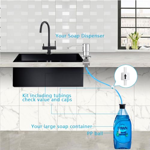 Image of Soap Dispenser for Kitchen Sink, in Sink Soap Dispenser Pump, 47 inch Silicone Extension Tube Connect to The Soap Bottle Directly, Say Goodbye to Frequent Refills (Chrome)