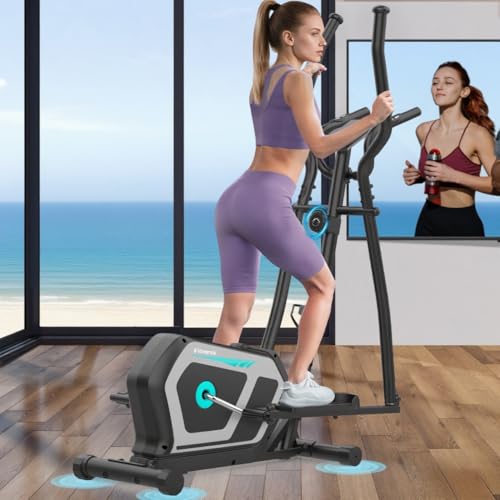Bicicleta Elíptica,3 en 1 Máquina Elíptica para Casa con 16 Niveles de Resistencia,Monitor LCD, Bluetooth App y Soporte para Dispositivos,Pedal Antideslizante, Ejercicio Peso máximo 287LBS