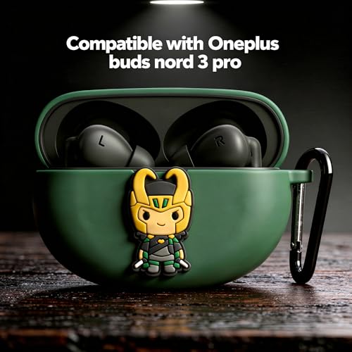 Image of New Silicone Case Compatible with Oneplus Buds Nord 3 Pro (2024) Protective Soft Silicone 360 Full Protection Dust-Proof Shockproof Case Cover with Hook (Cover Only) (Loki)