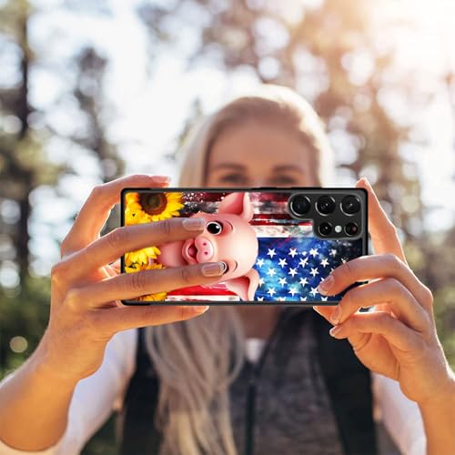 ZQLPLZR for Galaxy S25 Ultra Case,Tire Anti-Skid Edges Cute Design Shockproof Bumper Full Protection Back Cover for Samsung Galaxy S25 Ultra 6.9" 2025,American Flag Sunflower Pig - image 5