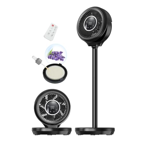 Image of Standing Fan for Bedroom, Omnidirectional 180 Oscillating Quiet Pedestal Floor Fans, 20dB Ultra Quiet DC Cooling Fan Blows Cold Air with Remote, 15 Speed, 3 Modes, 12H Timer, 15-38 inch Height Adjustable