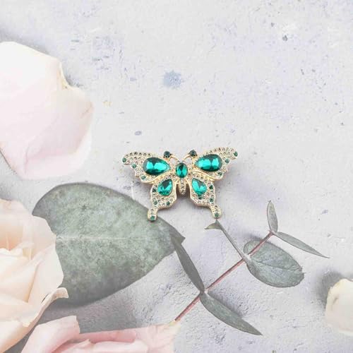 Image of FEELMEM Crystal Rhinestone Butterfly Brooch Pin Blue Color Butterfly Brooches for For Women Wedding /Banquet /Birthday Party