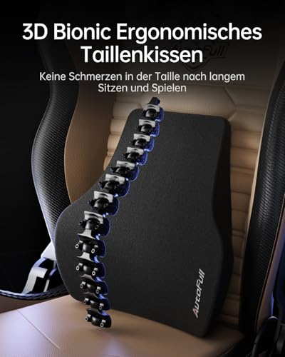AutoFull C3 Gaming Stuhl, Ergonomisch Gaming-Stuhl mit Lordosenstütze, Höhenverstellbar & Neigungsfunktion, Gaming Stühle mit Fußstütze, 150 kg Belastbarkeit, Rennsitzdesign PU Leder (Braun) – Bild 5