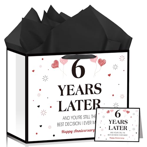 Bolsa de regalo de 6º aniversario Peconal con papel y tarjeta