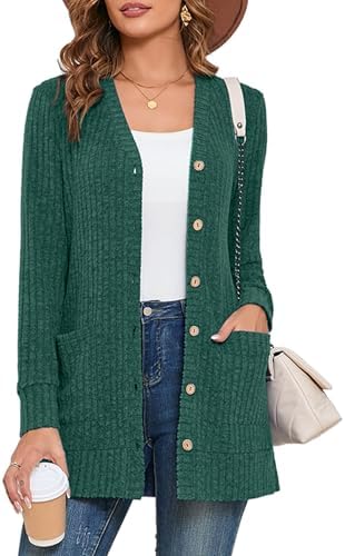 Heymoments Women's Long Sleeve Open Front Cardigan Casual Lightweight Swearter Ladies Loose Knit Outwear Coats with Pockets