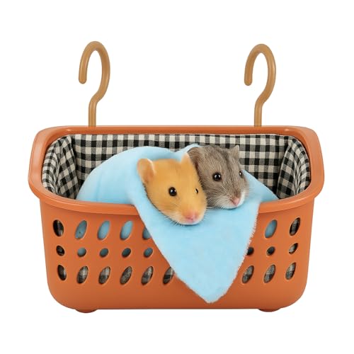 Image of JWShang Rat Hammock for Cage, Chew Proof Hanging Basket Bed with Sturdy Hooks, Pet Cage Accessories, Safe Cozy Small Animal Rodent Hammock for Sugar Glider Mice Snuggling Sleeping