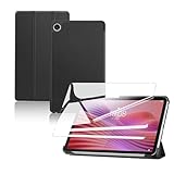 For Lenovo Tab K9/Tab One/Tab ZAF20010JP ケース フィルム セット レノボ タブレット 8.7インチ 保護ケース ガラスフィルム 軽量 カバー 角度調整 上質PU製 全方位カバー 耐衝撃 【ブラック】+保護フィルム1枚