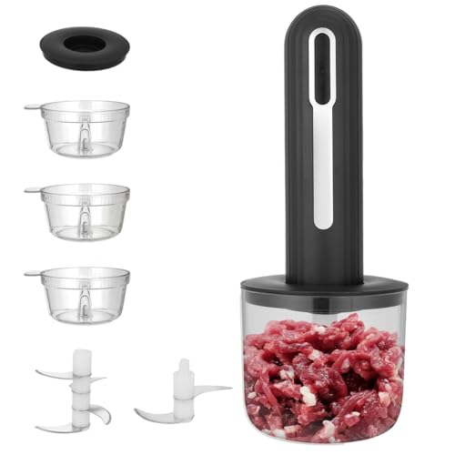 Mini hachoir électrique avec 4 tasses et 2 lames pour ail et oignon