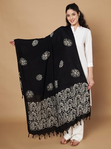 Image of Women's Cotton Rayon Bandhani Print Dupatta with Tassels 2.25 Meters | Women's cotton printed dupatta with tassels.