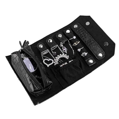 Povanjer Bolsa en rollo de almacenamiento de joyas, bolsa de joyería de viaje - Bolsa organizador de pulseras, bolsa para joyas, organizador de joyas para collares, pendientes, anillos,