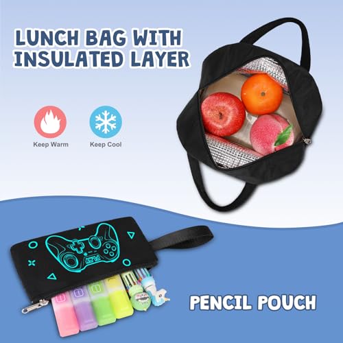 Image of ACESAK Gmaer Backpack for Boys - Boy Backpack Schoolbag with Lunch Bag Set