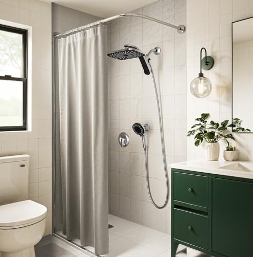 Image of Rain Shower Head with Handheld Showerhead, Chrome 1.8GPM 460311 + Holder