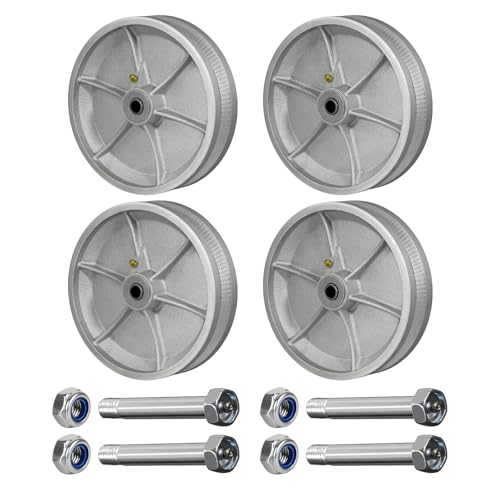 Image of 8 Inch V-Groove Steel Wheel, 7 /8 inch Wide 90 Groove Fits 1 inch Angle Iron Track, Heavy Duty Industrial Track Wheel with Relief Groove, High Load Capacity(4 Pack)