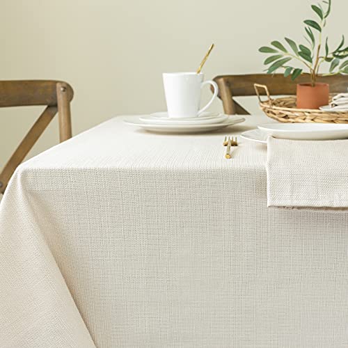 Benson Mills Textured Fabric Table Cloth, For Everyday Home Dining, Parties, Weddings & Holiday Tablecloths (60" X 120" Rectangular, Flax/Beige/Taupe) #TOP2