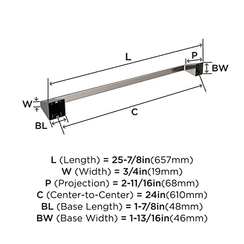 Image of Amerock Blackrock 24 inch Brushed Nickel Towel Bar