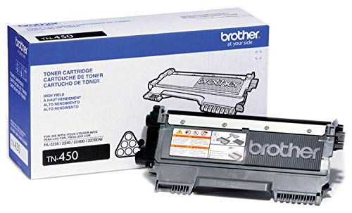 Brother Genuine High Yield Toner Cartridge, TN450, Replacement Black Toner, Page Yield Up to 2,600 Pages (.2 Pack)