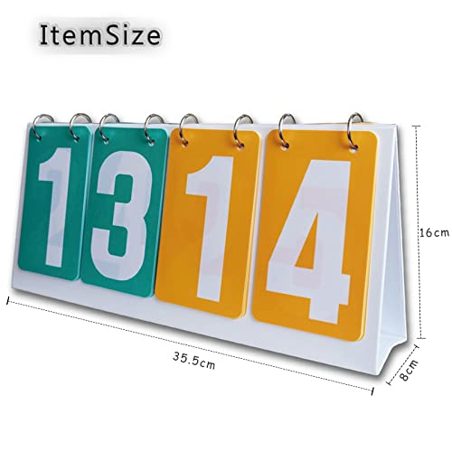 WishesMar Portable Flip Scoreboard 4 Digit Tabletop Score Board Flipper Board for Sports Competition Score Keeper Badminton Volleyball Table Tennis Football Basketball #C - Image 2